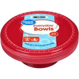 (3 pack) Great Value Everyday Disposable Plastic Bowls, Red, 20 oz, 25 Count - Thumbnail 6