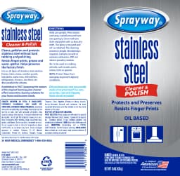 Sprayway 15 Ounce Stainless Steel Cleaner and Polish - Thumbnail 1