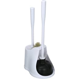 Mainstays 3-Piece Toilet Plunger and Brush Set with Storage Caddy - Thumbnail 1
