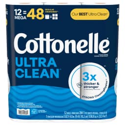Cottonelle Ultra Clean Toilet Paper - 1 Ply - White - Paper - 12 / Pack - Thumbnail 2