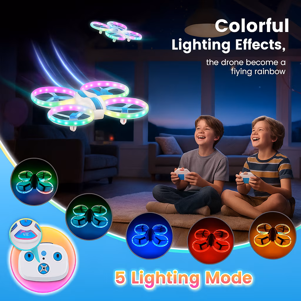 EACOPOL Kids Drone, Mini Drone, Beginner Drones with LED Lights for Kids, LED Remote Control Drone, Indoor Outdoor Mini Quadcopter Toy, Christmas - Thumbnail 5