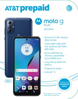 AT&T Motorola G Play 2023, 32GB, Navy Blue - Prepaid Smartphone - Thumbnail 7