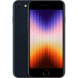 Restored No Plan-Unlocked Device Apple iPhone SE A2595 Cell Phone 64GB 4GB RAM, (3rd Gen), A15 Bionic Chip, 5G Connectivity, Midnight - Thumbnail 1