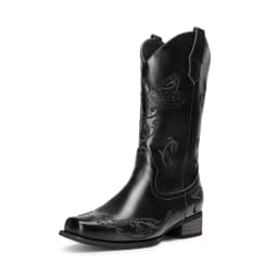 DREAM PAIRS Women's Cowboy Boots Mid Calf Cowgirl Boots Embroidery Stitched Square Toe Western Boots - Thumbnail 1