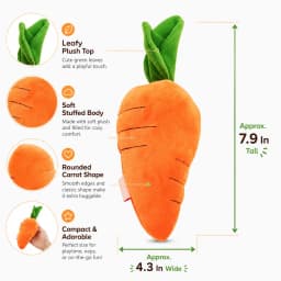 Large Soft Plush Carrot Pillow for Easter Pillows, Soothing Interactive Pet Chew Easter Toys, Durable Plush Carrot Toy for Puppy Kitten, Cuddly Pet - Thumbnail 2