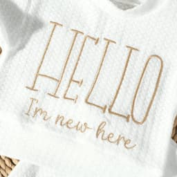 Ylsteed Newborn Baby Boy Girl Leisure Clothes Outfits Embroidery Long Sleeve Romper Bodysuit Baby Shower Coming Home Outfit Tops+Pants+Hat - Thumbnail 3