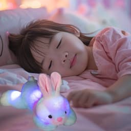 Colorful Illuminated Bunny Plush For Kids Night Light Sleep Aid Soft Fabric Size 13.78X3.15X1.57 Inches Comfort Toy 0.55 Lb Battery Operated - Thumbnail 2