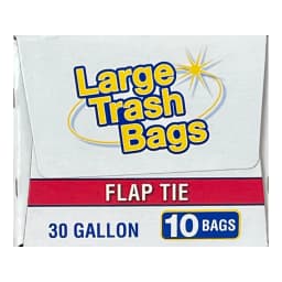 Basic Large Trash Bags, 30 Gallon, Flap Tie, 10 Bags - Thumbnail 4