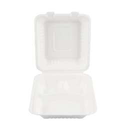 Great Value Compostable Hinged 3-Compartment Take-Out Containers, White, 8 Inch, 12 Count - Thumbnail 4
