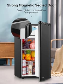 3.2 Cu. ft Refrigerator for Home, Fridge with Freezer for Bedroom, 31"D x 18"W x 19"H, Black - Thumbnail 2