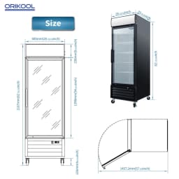Glass Door Merchandiser Refrigerator 19.3 Cu.ft Swing Door Commercial Display Refrigerators Merchandising Refrigeration with LED Top Panel - Thumbnail 3