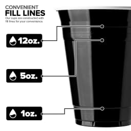 Stock Your Home Black Plastic Cups Disposable, 16oz (50 Count) Heavy-Duty, Large Party Cup Pack Bulk Pack for Drinking Punch, Soda, Wine, Beer, 4th - Thumbnail 3
