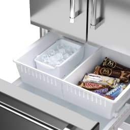 ICYBER BOOM 27.4 cu ft French Door Refrigerator, Bar Handle, Stainless Steel, Auto Defrost, Ice Maker & Water Filter, Dual Zone, Energy Efficient - Thumbnail 7