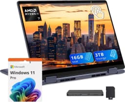 Dell 14" 2K 2-in-1 Touchscreen Laptop, AMD Ryzen AI 7 350, 16GB RAM, 3TB Storage (2TB SSD+1TB Dock Station Set) - Thumbnail 1