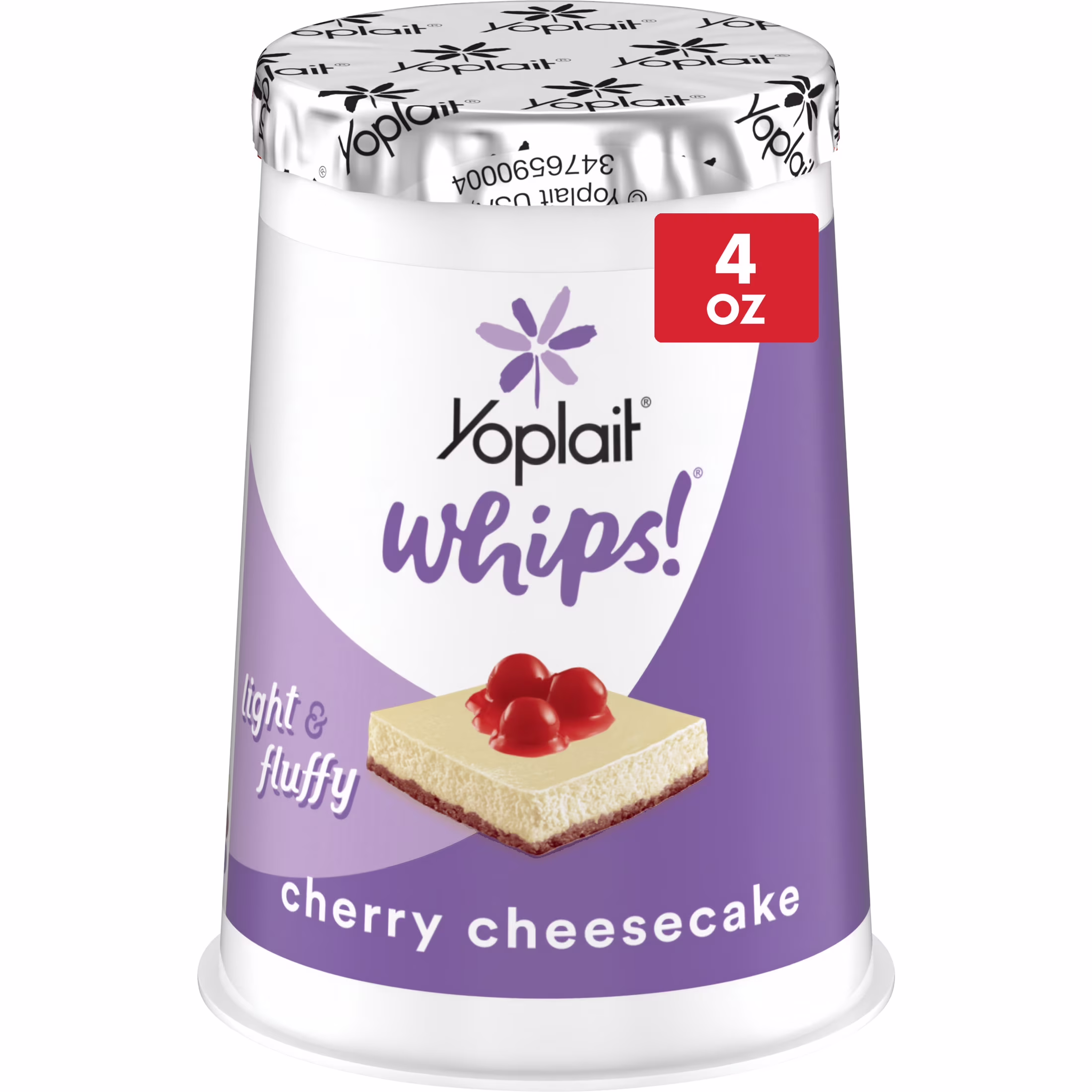 Yoplait Whips Reduced Fat Yogurt Mousse, Cherry Cheesecake Flavored, 4 OZ Yogurt Cup - Thumbnail 1