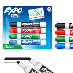 EXPO Dry Erase Markers, Chisel Tip, Assorted Colors, 4 Count - Thumbnail 1