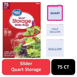 Great Value Fresh Seal Slider Zipper Quart Storage Bags, 75 Count - Thumbnail 1