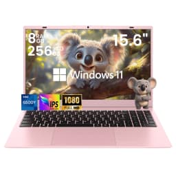 TRHRO 15.6" FHD IPS Pink Laptop, 256GB SSD 8GB RAM, Intel Processor, Dual 4K Output & Type-C PD, Office 2024 Included - Thumbnail 1