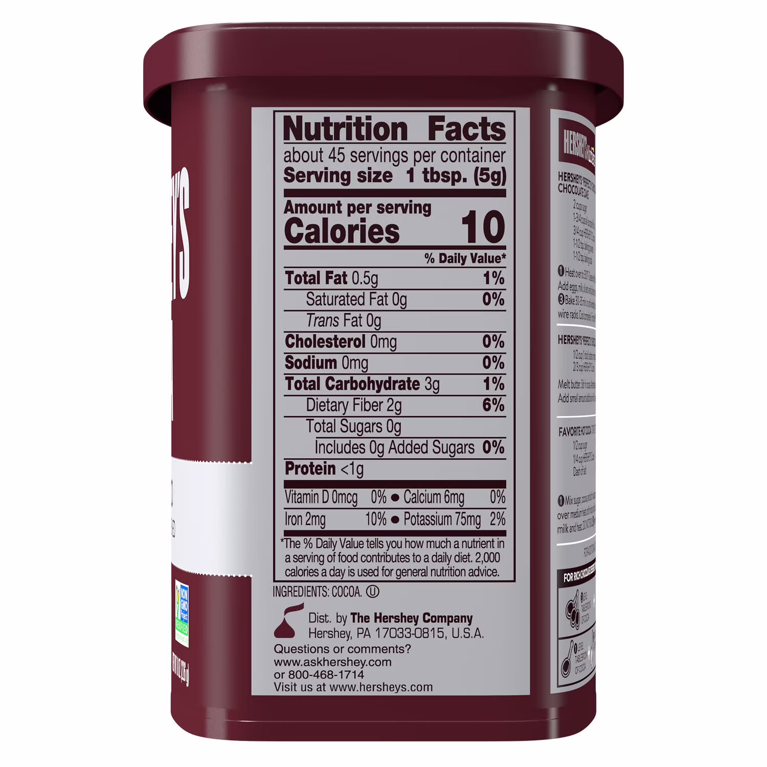 Hershey's Natural Unsweetened Cocoa Powder, Can 8 oz - Thumbnail 2