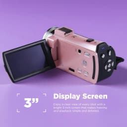 Vivitar PopCam Digital Camcorder, 48MP, Full HD 1080p Video Camera with 3" Flip Screen, 16x Digital Zoom, Built-in Microphone, Compact Vlogging - Thumbnail 3
