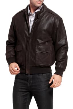 Landing Leathers Mens Air Force A-2 Leather Flight Bomber Jacket (Regular & Tall) - Thumbnail 3