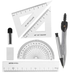 PTOOTP Metal Drawing Tool Set with Compass, Protractor, and Measuring Instruments for Precision Drafting - Thumbnail 1