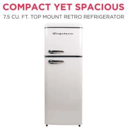 Frigidaire 7.5 Cu. ft. Retro Refrigerator, Apartment Size Top Mount Fridge with Chrome Handles, Cream EFR756 - Thumbnail 2