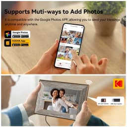 Kodak 10.1-inch Digital Photo Frame, Touchscreen, 32GB, Wi-Fi, Solid Wood, Gray - Thumbnail 3