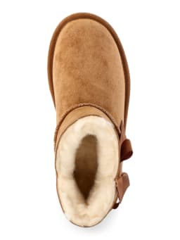 Pawz Little & Big Girls Faux Suede Shearling Bow Boots - Thumbnail 4