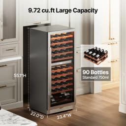 Ca’lefort 24 inch Dual Zone Wine Refrigerator Cooler 90 Bottle Built-In Wine Fridge with 3 Color LED Lighting for Home, Bar & Office - Thumbnail 4