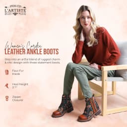 Spring Step L'Artiste Cordea Booties | Embroidered Leather Ankle Boots with Studded Details - Thumbnail 5