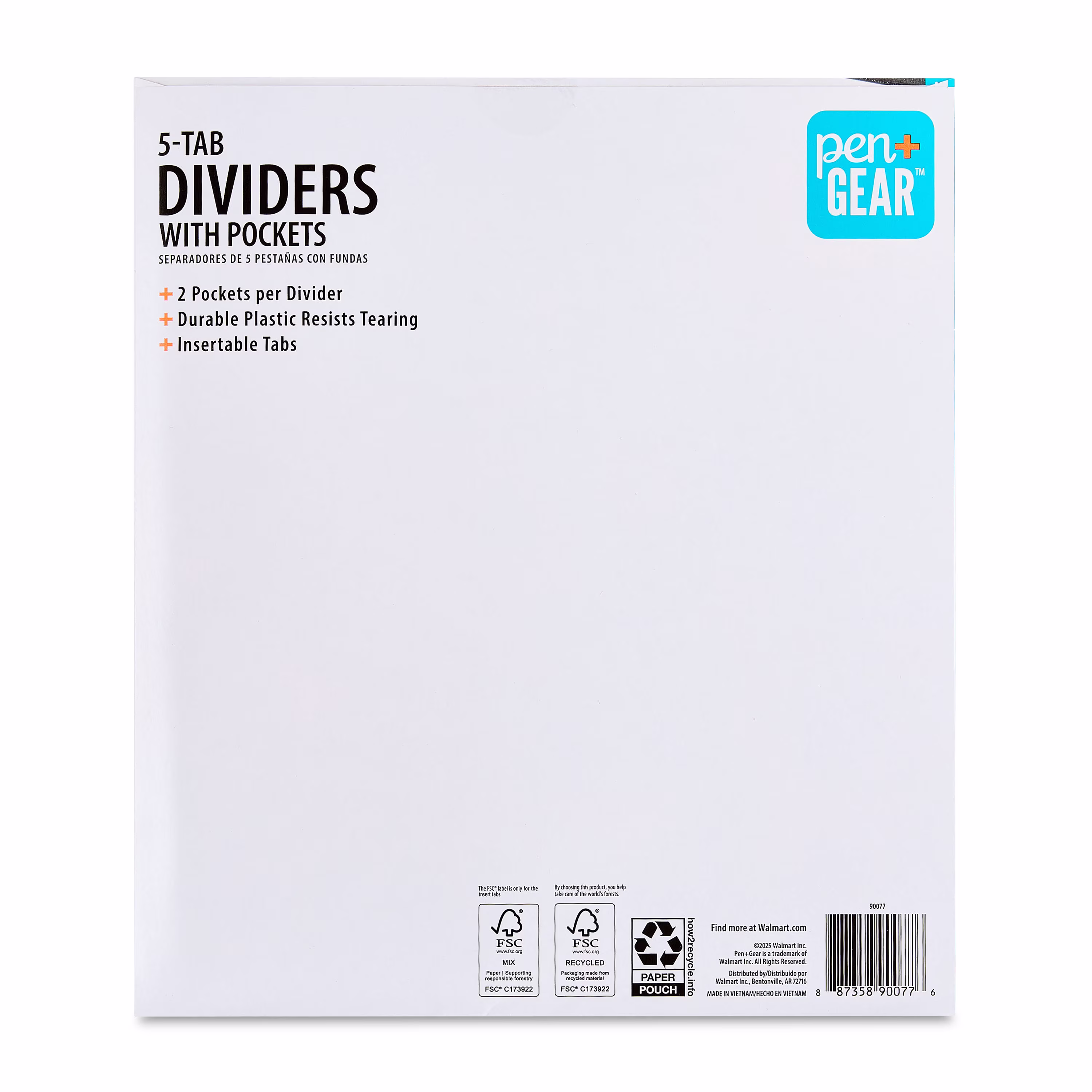 Pen+Gear Vibrant Color 8-Tab Dividers with Pockets - Thumbnail 2
