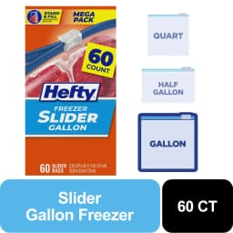 Hefty Slider Gallon Freezer Bags, 60 Count - Thumbnail 1