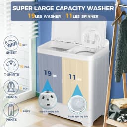 Veeboto Portable Washing Machine, 30LBS Twin Tub Mini Compact Laundry 19lbs Washer/11lbs Spinner with Drain Pump & Time Control Washer Spinner Combo - Thumbnail 3