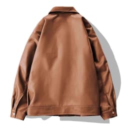 Xzbqbs Mens Leather Jacket Motorcycle Biker Jackets Casual Lightweight Faux Leather Outwear Collared Oversized Hip Hop Streetwear - Thumbnail 4