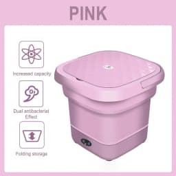 Home Supplies Surpdew New Folding Washing Mini Washing Machine Cleaning Machine Household Small Folding Washing Machine Pink Free Size - Thumbnail 1