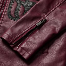 Men's Wings Color Block PU Leather Motorcycle Jacket, Double Stand Collar Street Casual Motorcycle Jacket, Hip Hop Punk Retro Top - Thumbnail 11