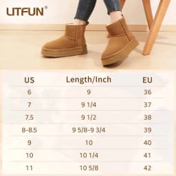 Crestar Platform Mini Boots for Women, Genuine Suede Fuzzy Ankle Snow Boots with Fur Lined, Chestnut - Thumbnail 6