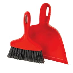 Libman Heavy Duty Whisk Broom Dustpan Combo with Red Handle and Black Fibers - Thumbnail 2