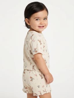 Bambi Baby Girls Faun Friends Textured Knit Top and Ruffle Shorts Set, 2-Piece, Sizes 0M-24M - Thumbnail 4