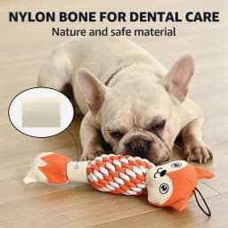 Max & Marlow Dog Chew Toys, Cotton Rope Fox Toys with Built-in Large Squeaker and Nylon Bone, 2 Pack - Thumbnail 8