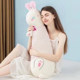 Sleeping Bunny Long Plush Pillow, Soft Rabbit Body Cushion Decorative Toy - Thumbnail 6