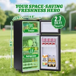 DEMULLER 2.7 Cu.ft Mini Refrigerators Mini Fridges with Freezer Double Door for Room,Apartment - Thumbnail 3