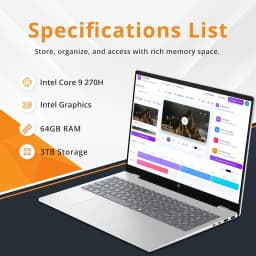 HP OmniBook 7 16" 2K OLED Touchscreen Laptop, Intel Core 9 270H, 64GB DDR5, 3TB Storage (2TB SSD+1TB Docking Station) - Thumbnail 3
