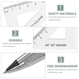 PTOOTP Metal Drawing Tool Set with Compass, Protractor, and Measuring Instruments for Precision Drafting - Thumbnail 2