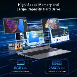 KINOBUC 15.6" FHD Laptop, Intel 6500Y, 8GB RAM, 256GB SSD, Windows 11, WiFi 5, Bluetooth 5.0, Office Ready - Thumbnail 5