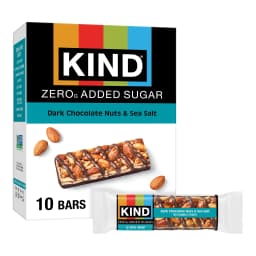 KIND ZERO Added Sugar Bars, Keto Friendly Snacks, Dark Chocolate Nuts and Sea Salt, 6.2oz Box 10 Count - Thumbnail 1