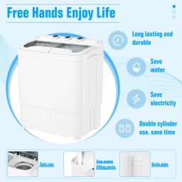 SUNCROWN 16lbs Portable Twin Tub Washer with Spin Dryer Washing Machine , Mini Compact Laundry Washer Machine with Drain Pump, Semi-automatic Washer - Thumbnail 6