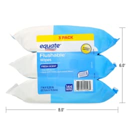 Equate Flushable Wet Wipes, Fresh Scent, 144 Wipes, 3 Pack - Thumbnail 12