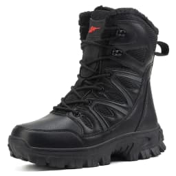 Stepedia Botas de Nieve Impermeables para Hombre, Cálidas, Aisladas, con Forro de Piel Sintética, a Media Pantorrilla, Botas de Invierno para Exteriores, Negro - Thumbnail 1